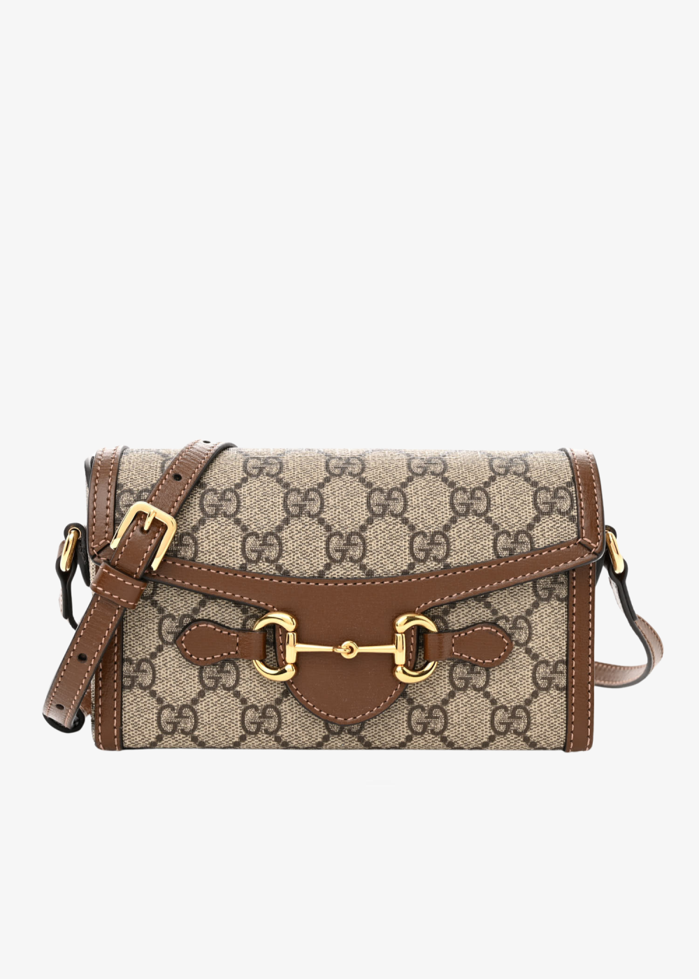 GG Supreme Monogram Mini Horsebit 1955 Shoulder Bag Beige Brown Sugar – Gucci