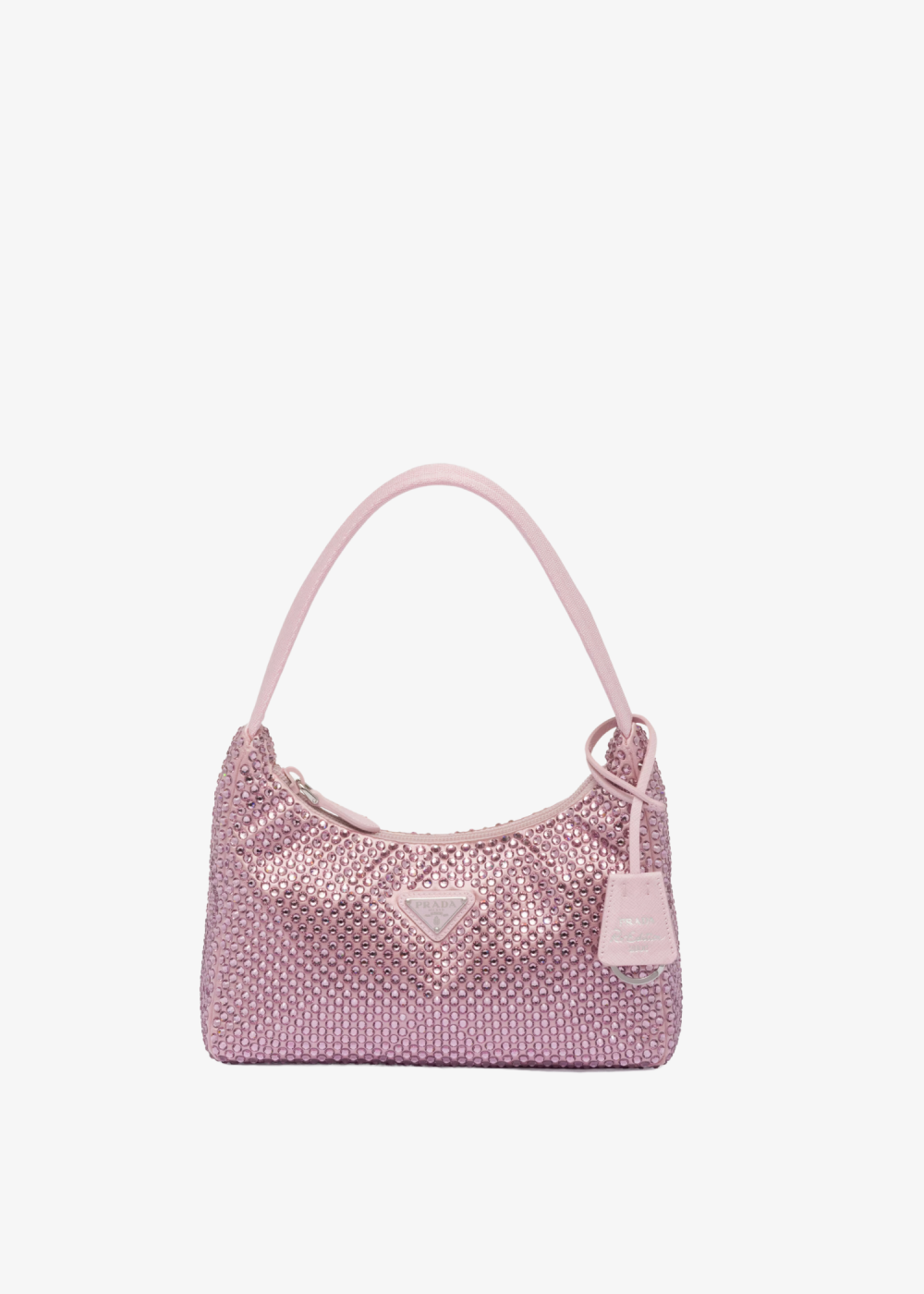 Satin mini-bag with crystals hobo bag – Pink