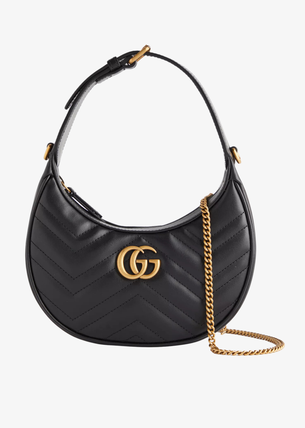 GG Marmont Half Moon-Shaped Mini Bag Black