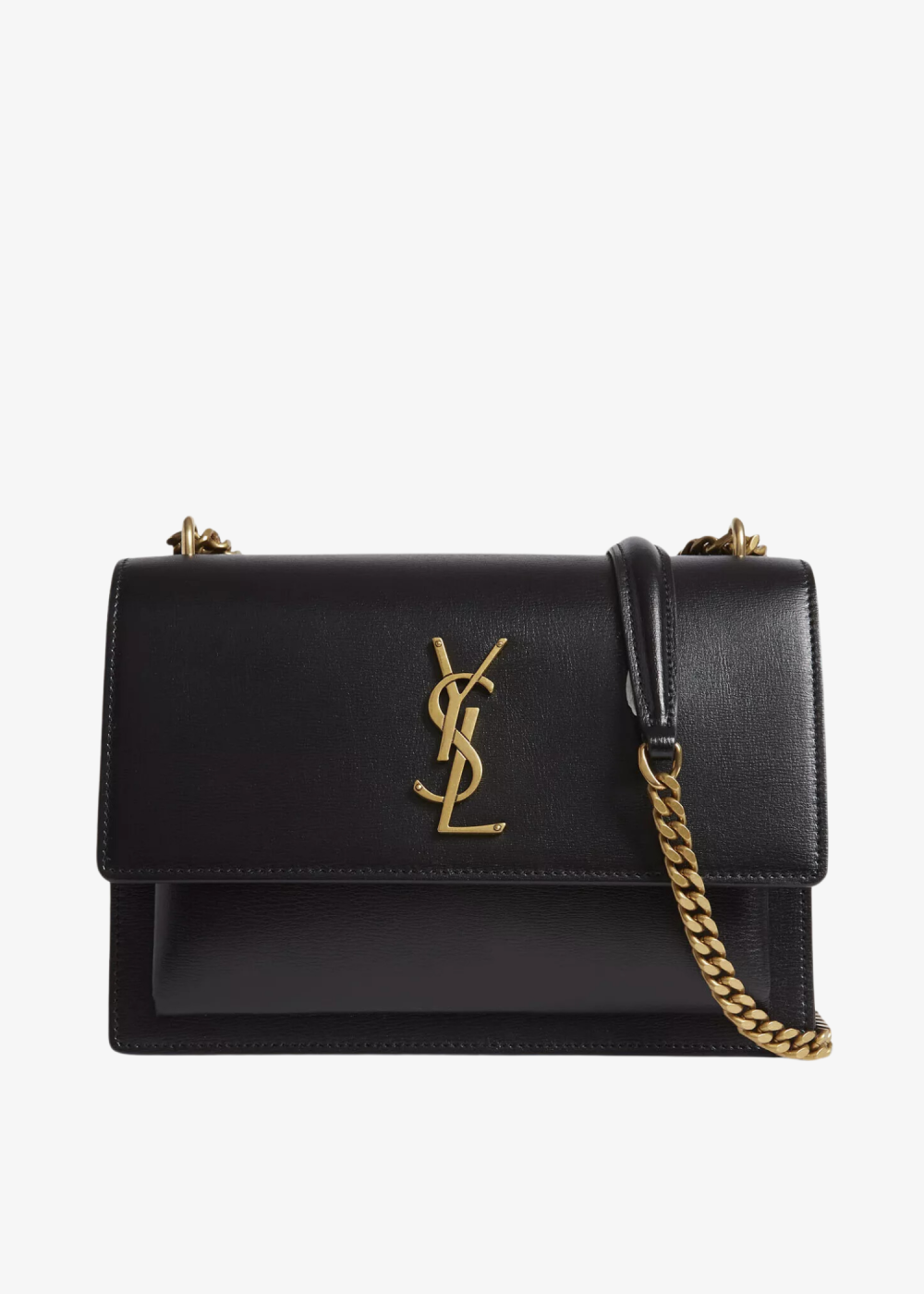 Sunset Medium Leather Cross-Body Bag – Saint Laurent (Black/Gold)