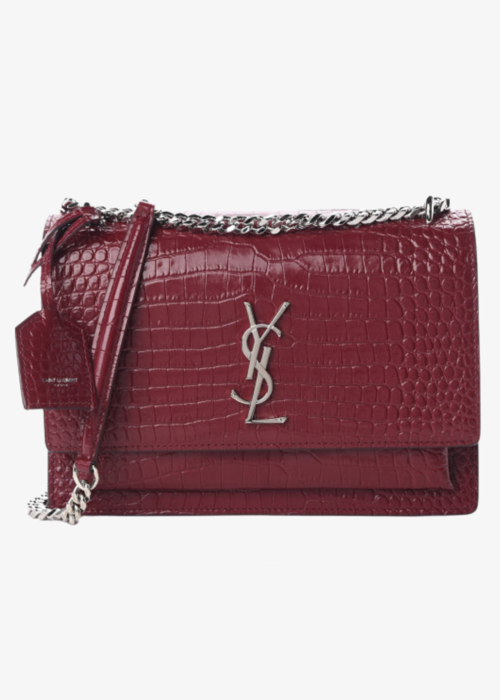 Calfskin Crocodile Embossed Medium Monogram Sunset Palissandre