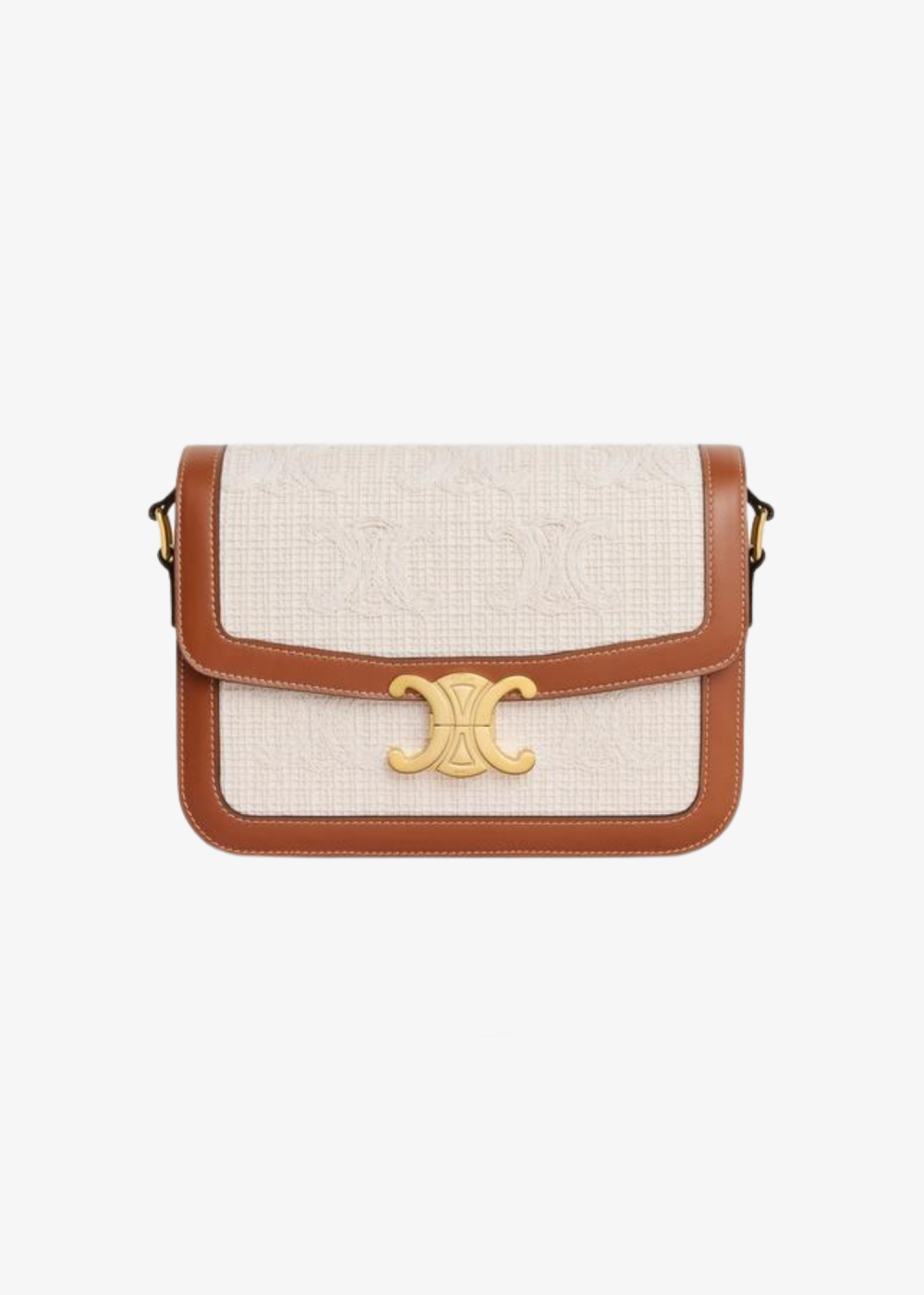 CLASSIQUE TRIOMPHE BAG IN TEXTILE WITH TRIOMPHE CROCHET EMBROIDERYNATURAL / TAN