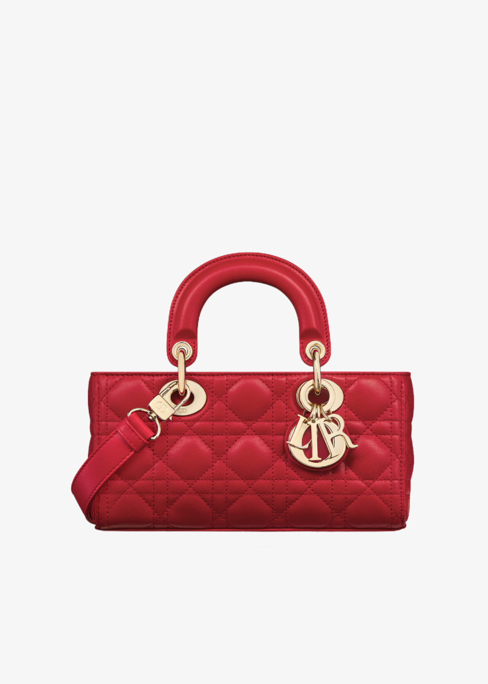 Small Lady D-Joy Bag Amaryllis Red Cannage Lambskin