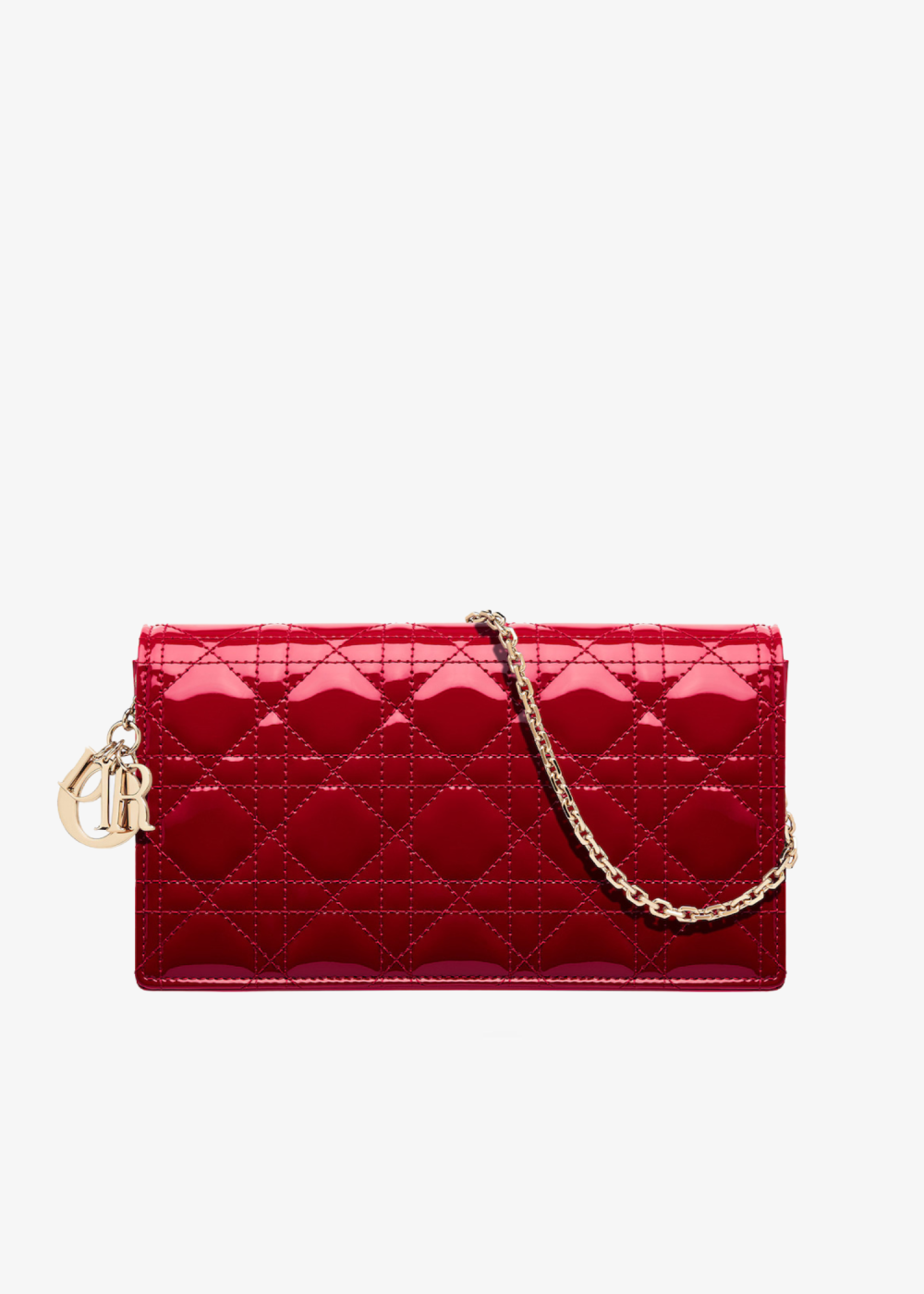 Cherry Red Patent Cannage Calfskin Lady Dior Pouch