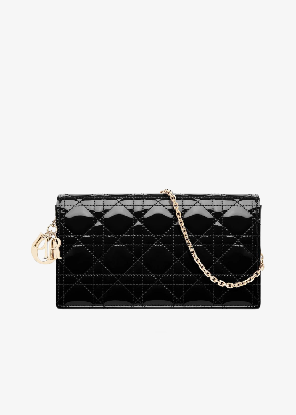 Black Patent Cannage Calfskin Lady Dior Pouch