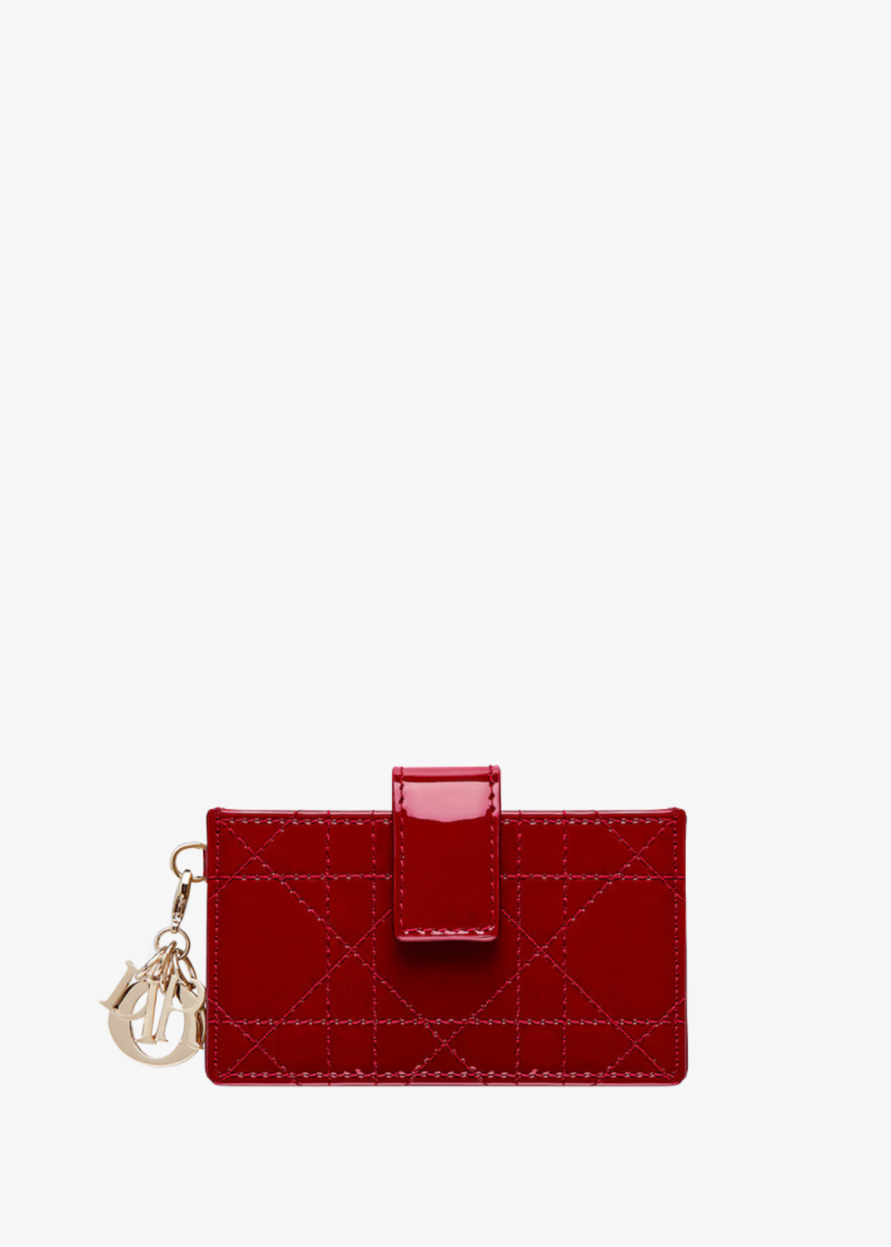 Cherry Red Patent Cannage Calfskin Lady Dior Jasmine Card Holder