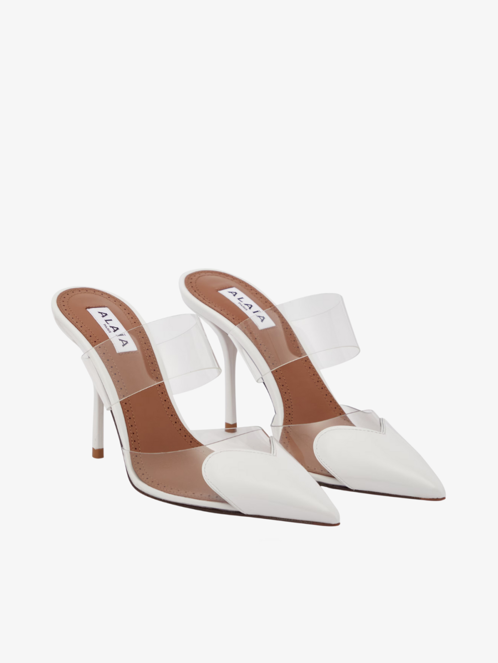 Coeur Patent Leather and PU Mules – Alaia (White)