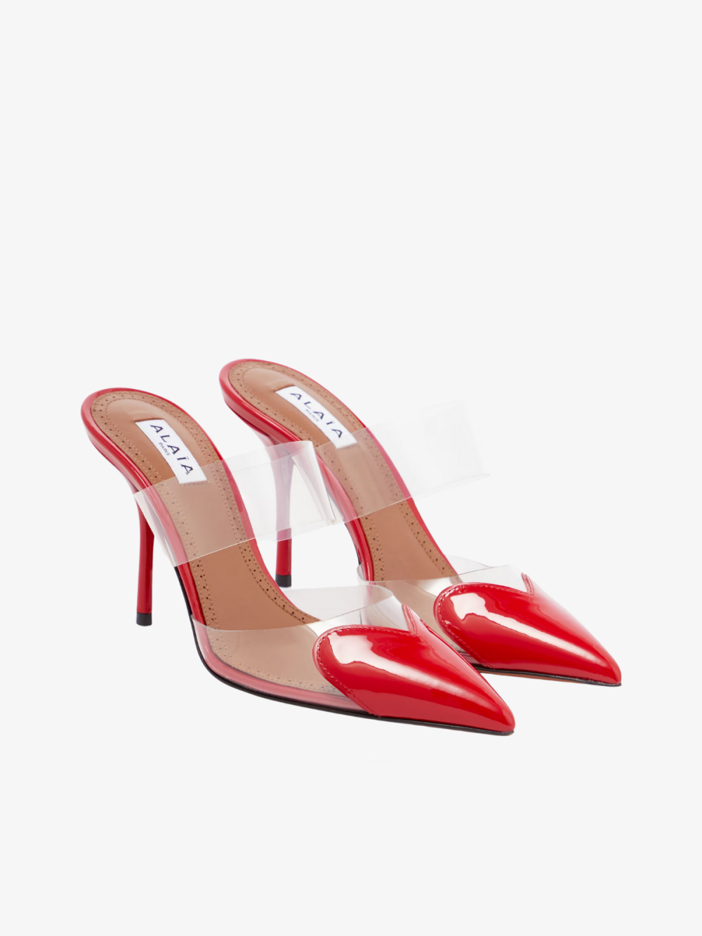 Coeur Patent Leather and PU Mules – Alaia (Red)