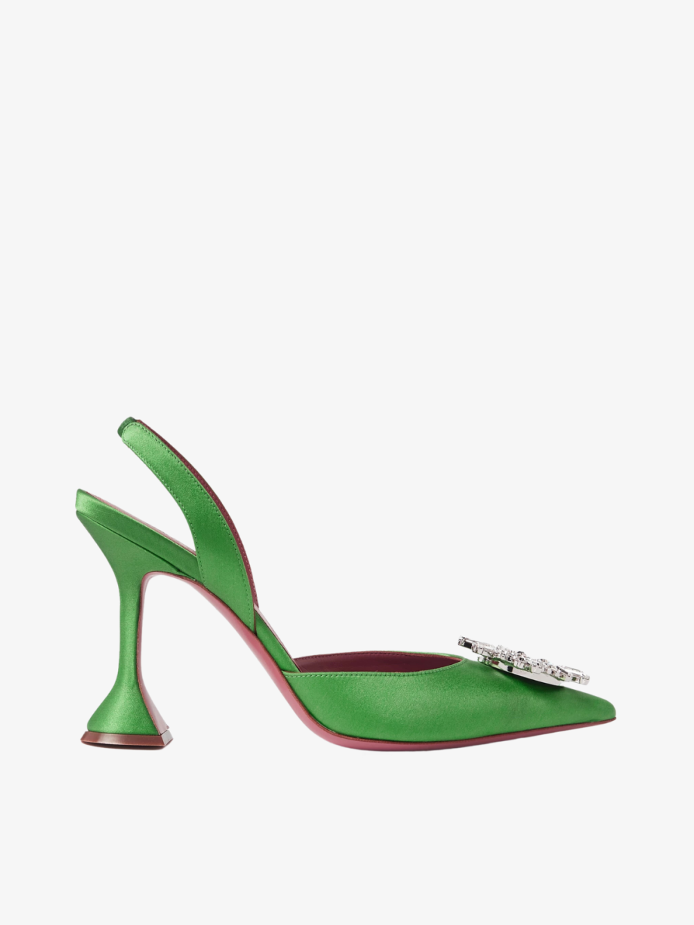 Begum 95 Crystal Slingback Pumps – Amina Muaddi (Green)