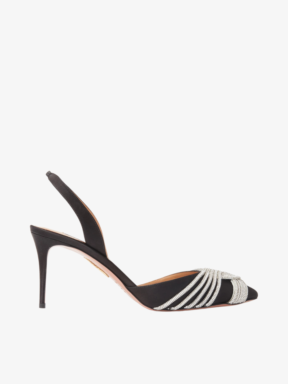 Gatsby 75 Slingback Pumps – Aquazzura (Satin Black)