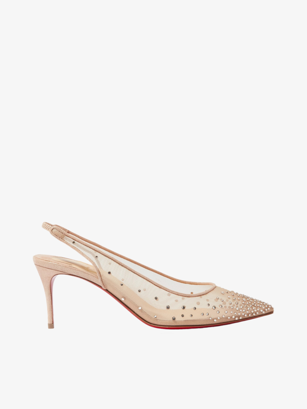 Follies Strass Sling 70 Pumps – Christian Louboutin (Light Silk)