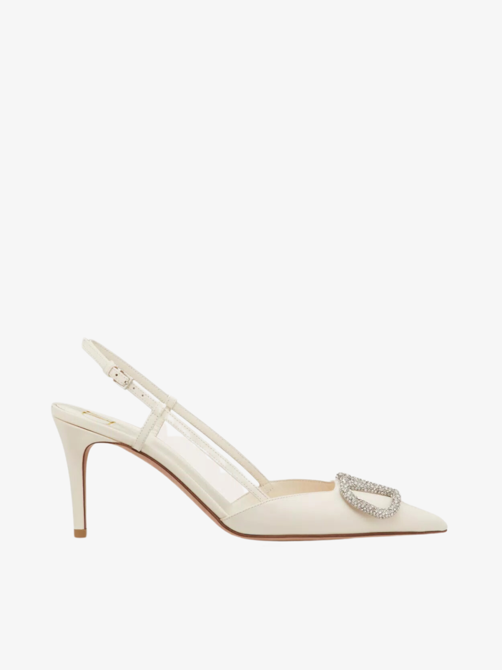 Valentino Vlogo Signature Slingback Pump in Light Ivory Crystal