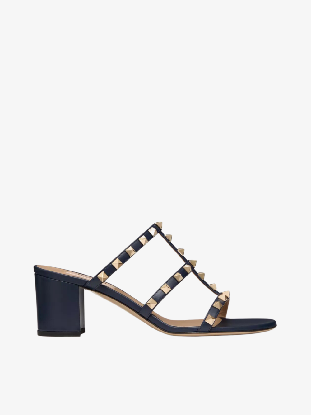 Valentino Rockstud Calfskin Leather Slide Sandal 60mm