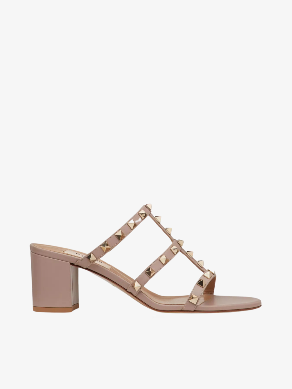 Valentino Rockstud Calfskin Leather Slide Sandal 60mm