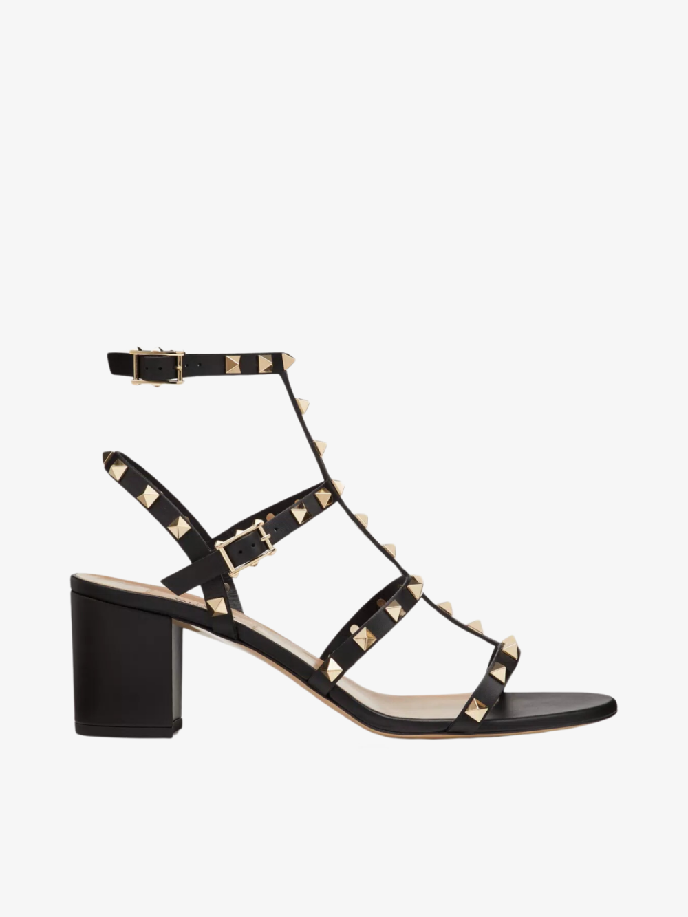 Valentino Rockstud Calfskin Leather Ankle Strap Sandal 60mm