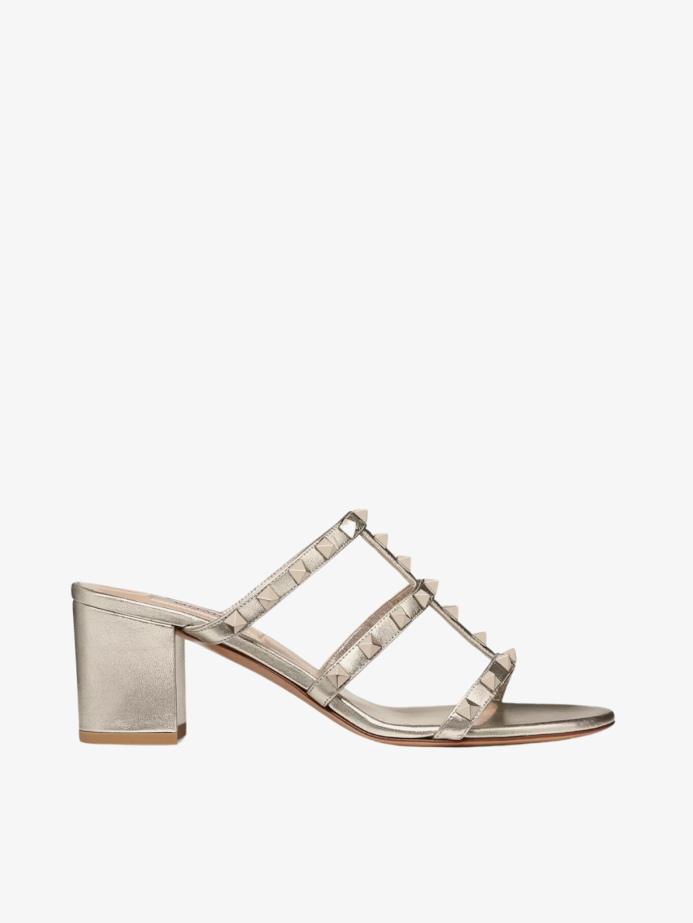 Valentino Rockstud Metallic Calfskin Leather Slide Sandal 60mm