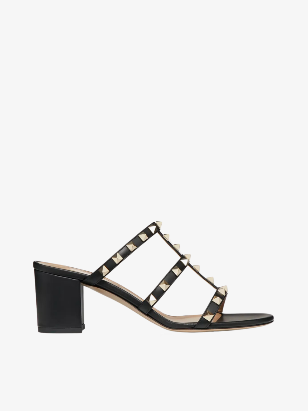 Valentino Rockstud Calfskin Leather Slide Sandal 60mm