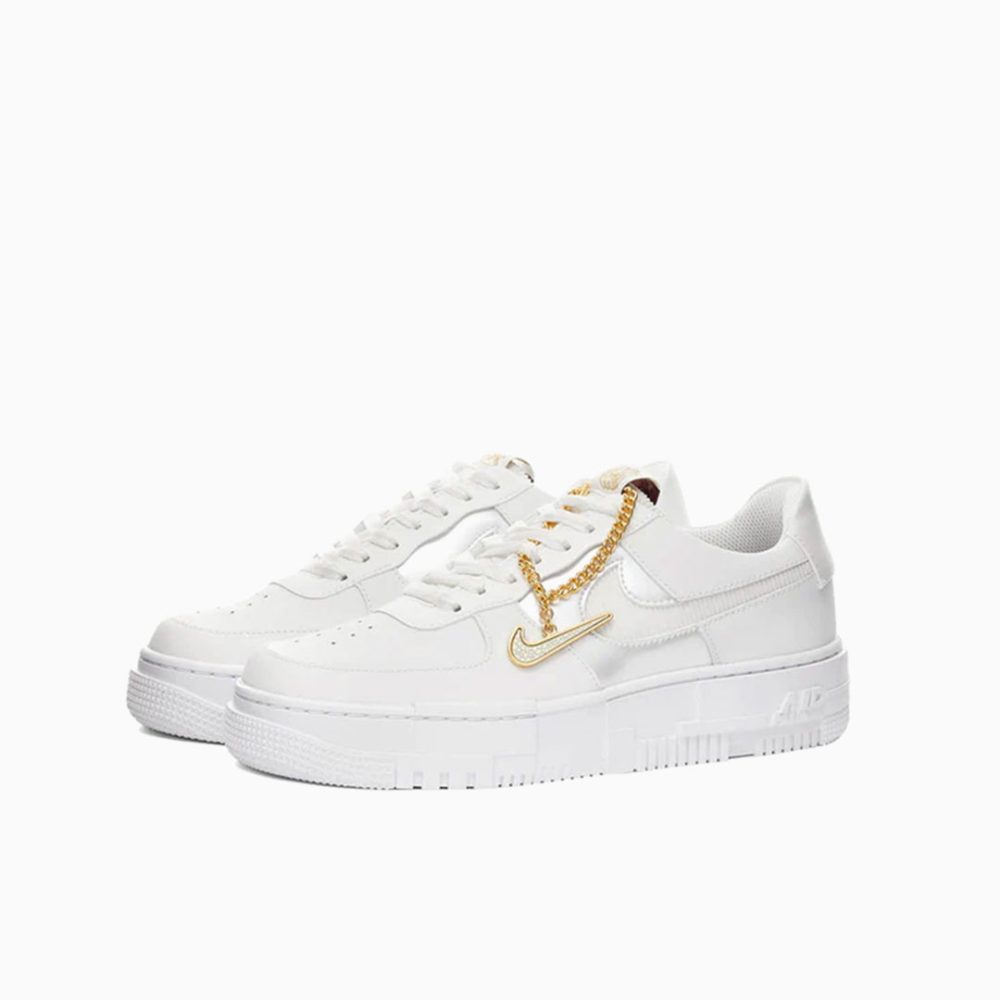 Nike Air Force 1 Wmns Pixel white golden chain